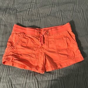 Orange Stretch Fabric Cargo Shorts
